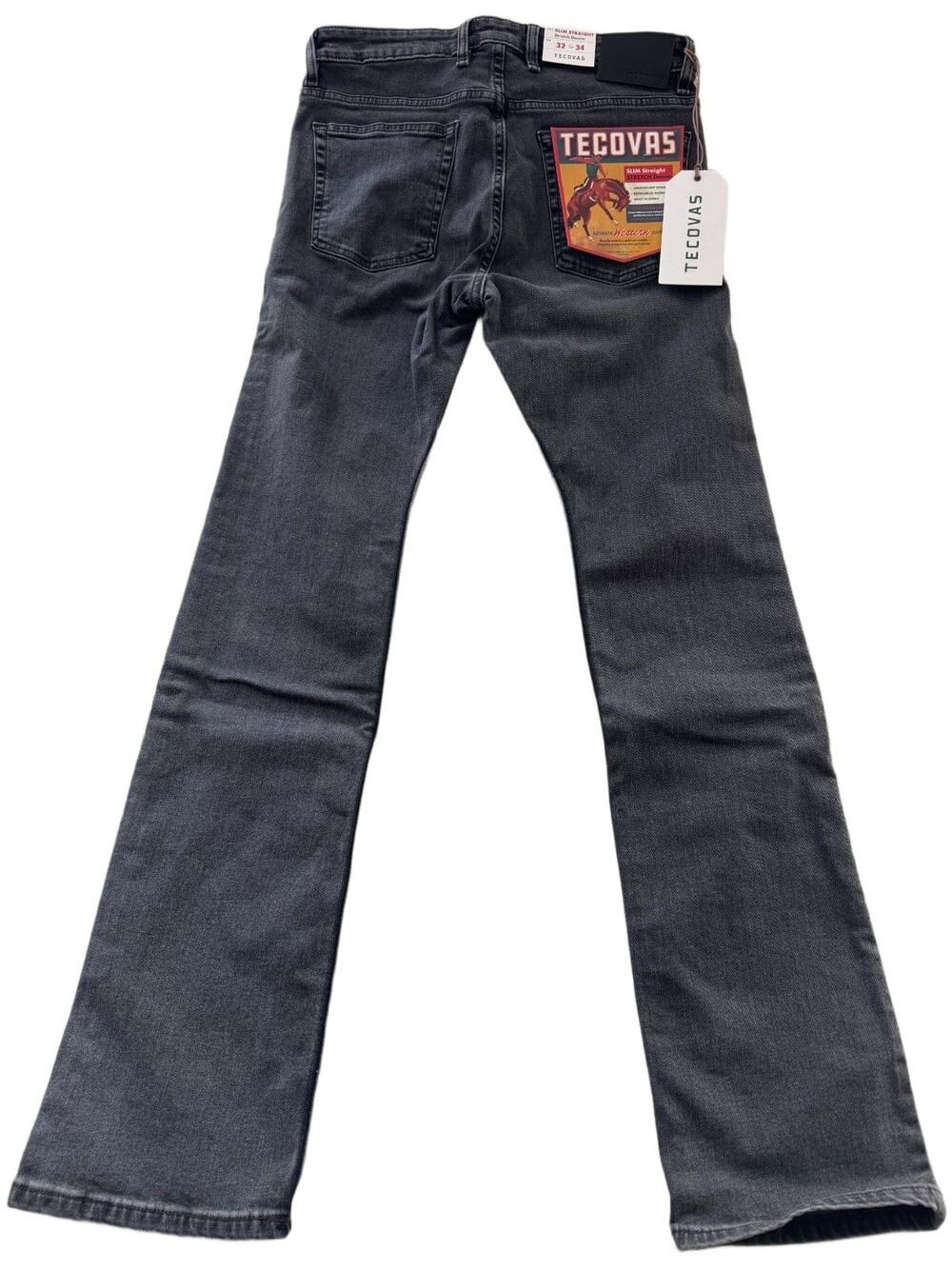 Tecovas Slim Straight Stretch Denim Jeans Men's 32x34 Washed Black Western NWT